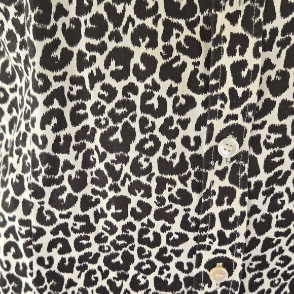 TALBOTS Leopard Print Cotton Button Down Shirt Top 16W Petite - Picture 3 of 4
